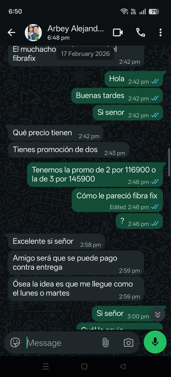 Testimonio de cliente Fibra Fix